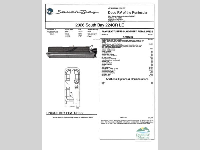New 2026 Forest River SOUTH BAY 224CR LE 2.75 - photo - 35